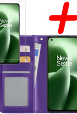 BASEY. Hoes Geschikt voor OnePlus Nord 2T Hoesje Bookcase Hoes Flip Case Book Cover Met Screenprotector - Hoesje Geschikt voor OnePlus Nord 2T Hoes Book Case Hoesje - Paars