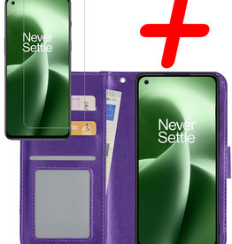 BASEY. BASEY. OnePlus Nord 2T Hoesje Bookcase Paars Met Screenprotector