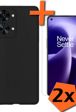 Nomfy Hoesje Geschikt voor OnePlus Nord 2T Hoesje Siliconen Cover Case Met 2x Screenprotector - Hoes Geschikt voor OnePlus Nord 2T Hoes Back Case - Zwart