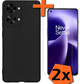 Nomfy Nomfy OnePlus Nord 2T Hoesje Siliconen Met 2x Screenprotector - Zwart