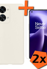 Nomfy Hoesje Geschikt voor OnePlus Nord 2T Hoesje Siliconen Cover Case Met 2x Screenprotector - Hoes Geschikt voor OnePlus Nord 2T Hoes Back Case - Wit