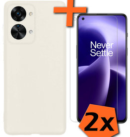 Nomfy Nomfy OnePlus Nord 2T Hoesje Siliconen Met 2x Screenprotector - Wit