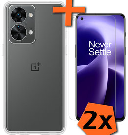 Nomfy OnePlus Nord 2T Hoesje Siliconen Met 2x Screenprotector - Transparant
