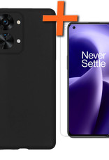 Nomfy Hoesje Geschikt voor OnePlus Nord 2T Hoesje Siliconen Cover Case Met Screenprotector - Hoes Geschikt voor OnePlus Nord 2T Hoes Back Case - Zwart