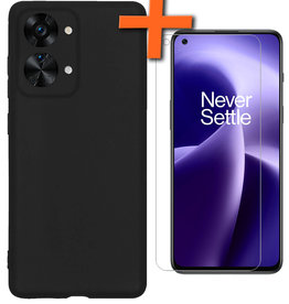 Nomfy OnePlus Nord 2T Hoesje Siliconen Met Screenprotector - Zwart