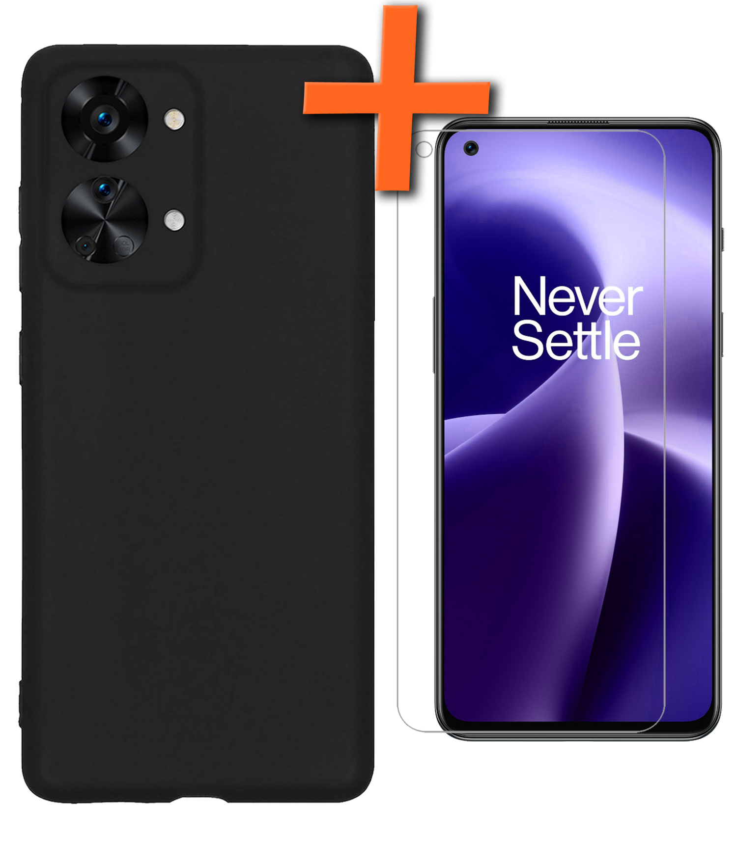 Nomfy Hoesje Geschikt voor OnePlus Nord 2T Hoesje Siliconen Cover Case Met Screenprotector - Hoes Geschikt voor OnePlus Nord 2T Hoes Back Case - Zwart