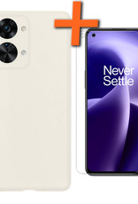 Nomfy Hoesje Geschikt voor OnePlus Nord 2T Hoesje Siliconen Cover Case Met Screenprotector - Hoes Geschikt voor OnePlus Nord 2T Hoes Back Case - Wit