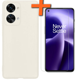 Nomfy Nomfy OnePlus Nord 2T Hoesje Siliconen Met Screenprotector - Wit