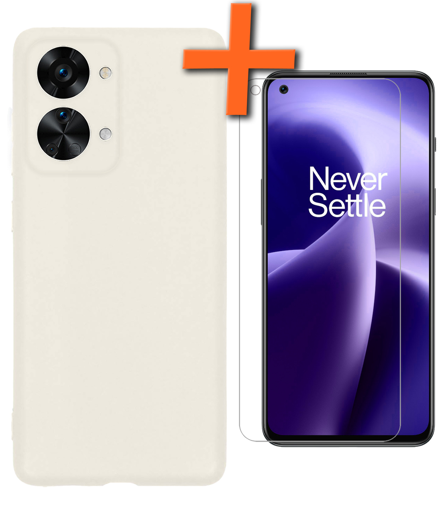Nomfy Hoesje Geschikt voor OnePlus Nord 2T Hoesje Siliconen Cover Case Met Screenprotector - Hoes Geschikt voor OnePlus Nord 2T Hoes Back Case - Wit