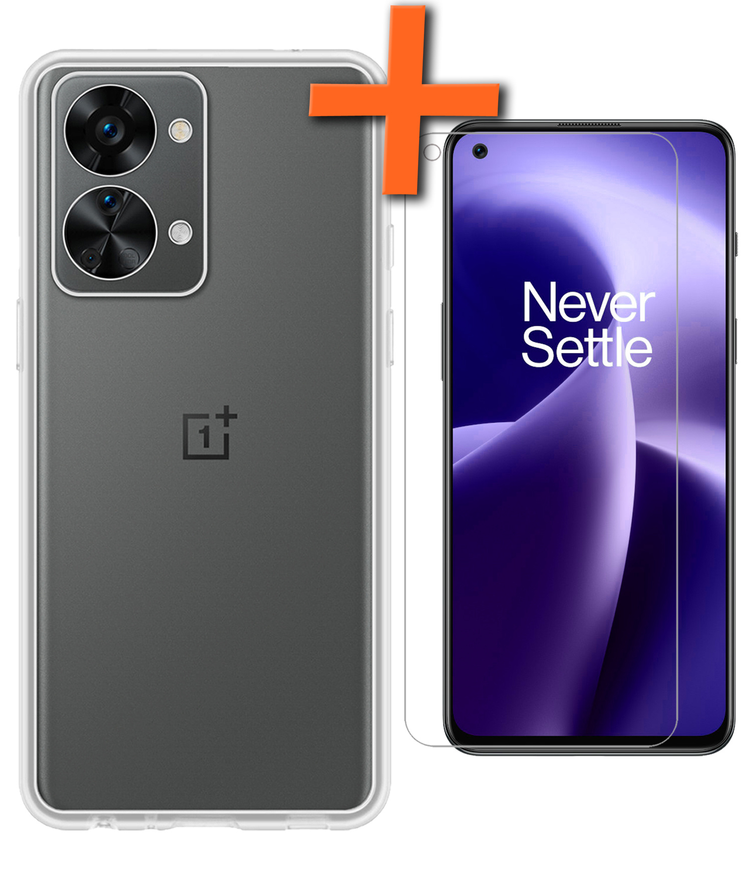 Nomfy Hoesje Geschikt voor OnePlus Nord 2T Hoesje Siliconen Cover Case Met Screenprotector - Hoes Geschikt voor OnePlus Nord 2T Hoes Back Case - Transparant