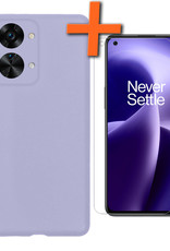 Nomfy Hoesje Geschikt voor OnePlus Nord 2T Hoesje Siliconen Cover Case Met Screenprotector - Hoes Geschikt voor OnePlus Nord 2T Hoes Back Case - Lila