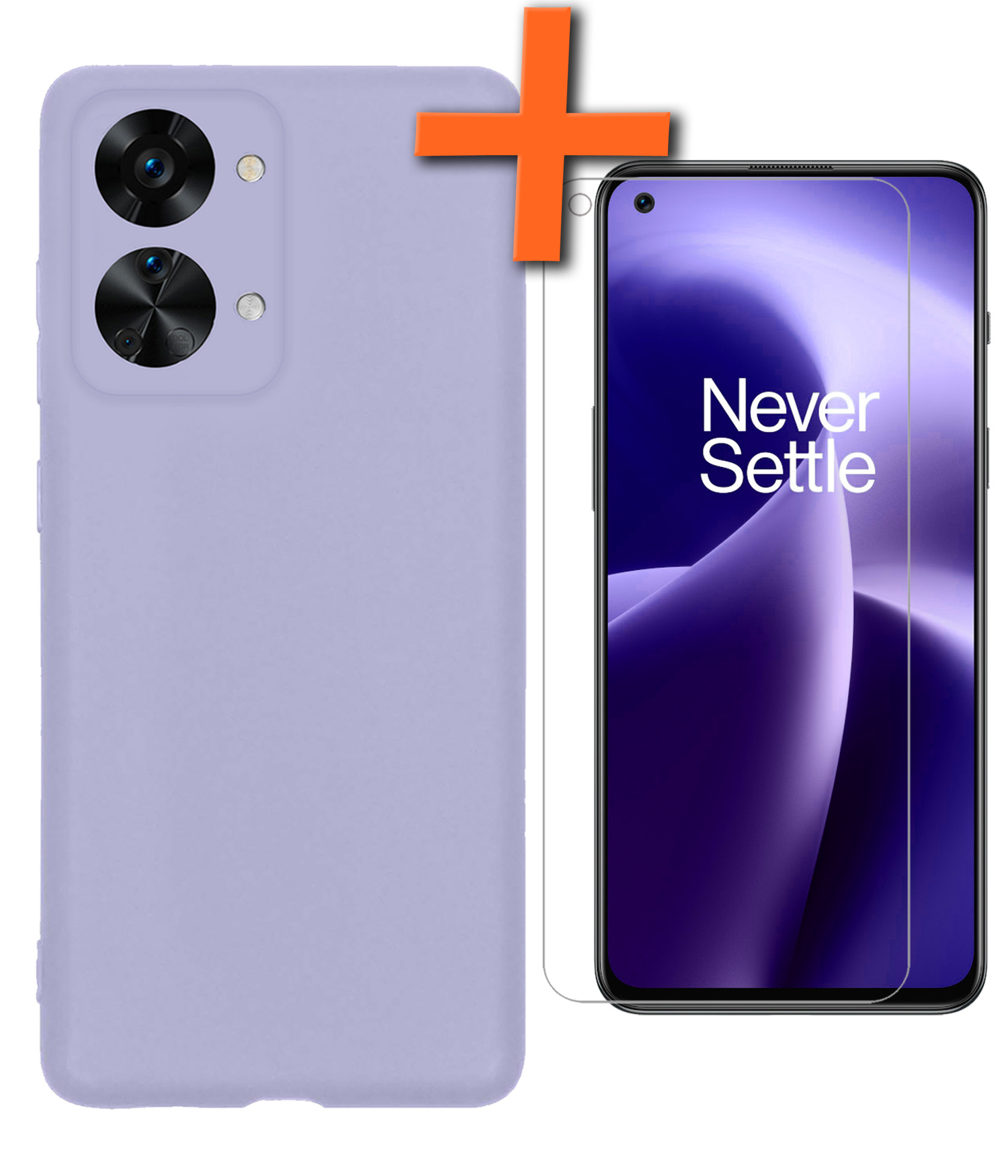 Nomfy OnePlus Nord 2T Hoesje Siliconen Case Back Cover Met Screenprotector - OnePlus Nord 2T Hoes Cover Silicone - Lila