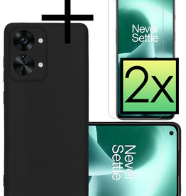 NoXx NoXx OnePlus Nord 2T Hoesje Siliconen Met 2x Screenprotector - Zwart