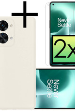 NoXx Hoes Geschikt voor OnePlus Nord 2T Hoesje Cover Siliconen Back Case Hoes Met 2x Screenprotector - Wit