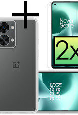 NoXx Hoes Geschikt voor OnePlus Nord 2T Hoesje Cover Siliconen Back Case Hoes Met 2x Screenprotector - Transparant