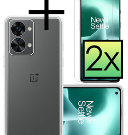 NoXx OnePlus Nord 2T Hoesje Siliconen Met 2x Screenprotector - Transparant