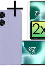 NoXx Hoes Geschikt voor OnePlus Nord 2T Hoesje Cover Siliconen Back Case Hoes Met 2x Screenprotector - Lila
