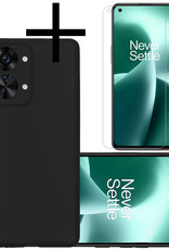 NoXx Hoes Geschikt voor OnePlus Nord 2T Hoesje Cover Siliconen Back Case Hoes Met Screenprotector - Zwart
