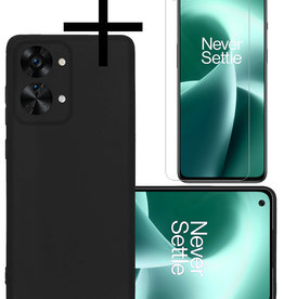 NoXx OnePlus Nord 2T Hoesje Siliconen Met Screenprotector - Zwart