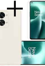 NoXx Hoes Geschikt voor OnePlus Nord 2T Hoesje Cover Siliconen Back Case Hoes Met Screenprotector - Wit