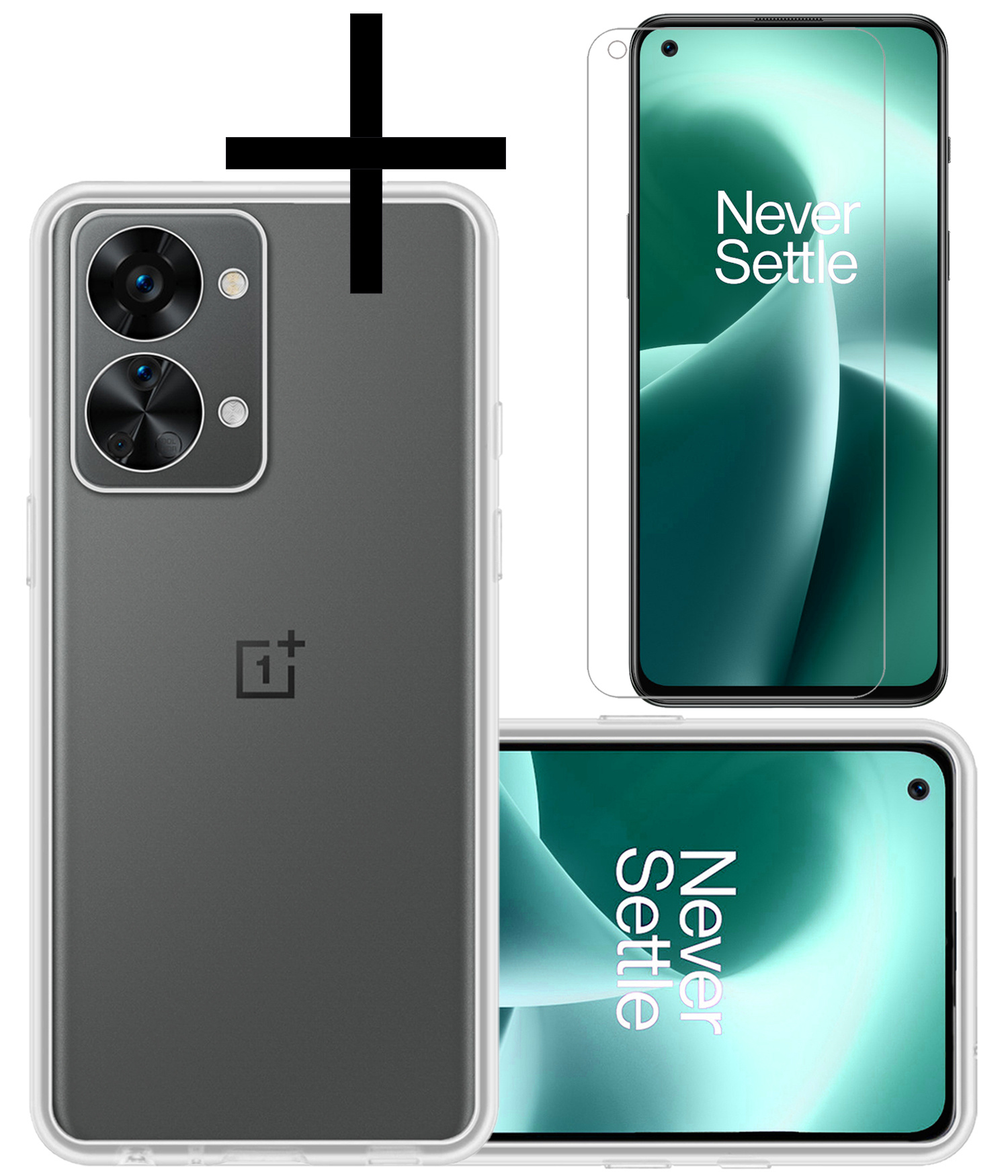 NoXx Hoes Geschikt voor OnePlus Nord 2T Hoesje Cover Siliconen Back Case Hoes Met Screenprotector - Transparant