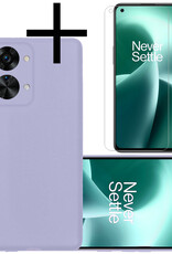 NoXx Hoes Geschikt voor OnePlus Nord 2T Hoesje Cover Siliconen Back Case Hoes Met Screenprotector - Lila