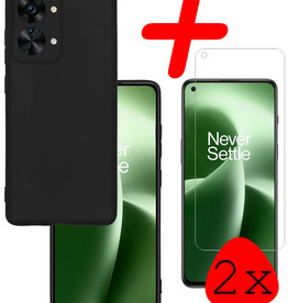 BASEY. BASEY. OnePlus Nord 2T Hoesje Siliconen Met 2x Screenprotector - Zwart