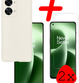 BASEY. BASEY. OnePlus Nord 2T Hoesje Siliconen Met 2x Screenprotector - Wit