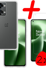 Hoes Geschikt voor OnePlus Nord 2T Hoesje Siliconen Back Cover Case Met 2x Screenprotector - Hoesje Geschikt voor OnePlus Nord 2T Hoes Cover Hoesje - Transparant