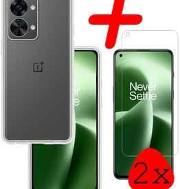 BASEY. OnePlus Nord 2T Hoesje Siliconen Met 2x Screenprotector - Transparant