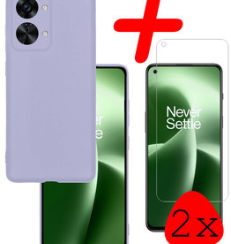 BASEY. BASEY. OnePlus Nord 2T Hoesje Siliconen Met 2x Screenprotector - Lila
