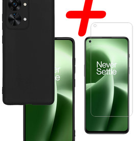 BASEY. BASEY. OnePlus Nord 2T Hoesje Siliconen Met Screenprotector - Zwart