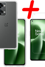 BASEY. Hoes Geschikt voor OnePlus Nord 2T Hoesje Siliconen Back Cover Case Met Screenprotector - Hoesje Geschikt voor OnePlus Nord 2T Hoes Cover Hoesje - Transparant