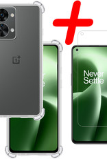 BASEY. Hoes Geschikt voor OnePlus Nord 2T Hoesje Shock Proof Case Hoes Siliconen Met Screenprotector - Hoesje Geschikt voor OnePlus Nord 2T Hoes Cover Shockproof - Transparant