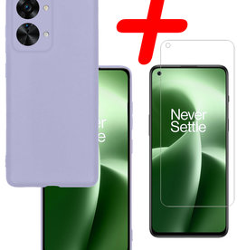 BASEY. BASEY. OnePlus Nord 2T Hoesje Siliconen Met Screenprotector - Lila