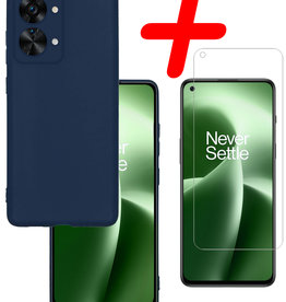 BASEY. BASEY. OnePlus Nord 2T Hoesje Siliconen Met Screenprotector - Donkerblauw