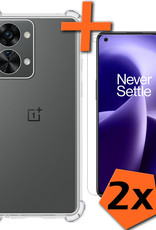 Nomfy Hoesje Geschikt voor OnePlus Nord 2T Hoesje Shock Proof Cover Case Shockproof Met 2x Screenprotector - Hoes Geschikt voor OnePlus Nord 2T Hoes Siliconen Back Case - Transparant