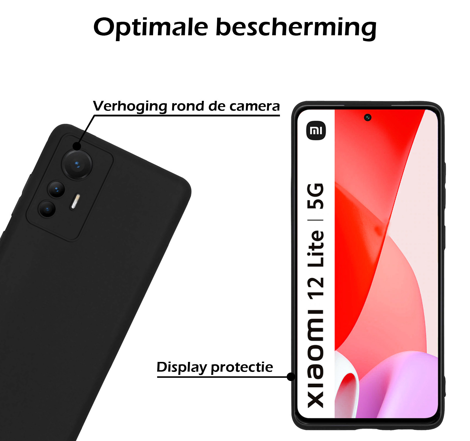 Nomfy Hoesje Geschikt voor Xiaomi 12 Lite Hoesje Siliconen Cover Case - Hoes Geschikt voor Xiaomi 12 Lite Hoes Back Case - 2-PACK - Zwart