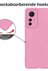 Nomfy Hoesje Geschikt voor Xiaomi 12 Lite Hoesje Siliconen Cover Case - Hoes Geschikt voor Xiaomi 12 Lite Hoes Back Case - 2-PACK - Lichtroze