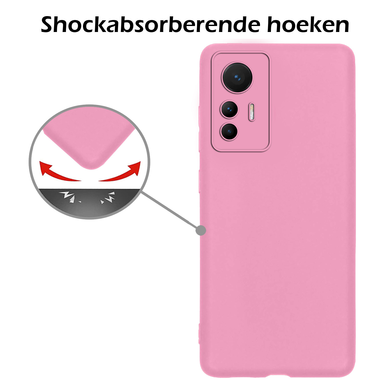 Nomfy Hoesje Geschikt voor Xiaomi 12 Lite Hoesje Siliconen Cover Case - Hoes Geschikt voor Xiaomi 12 Lite Hoes Back Case - 2-PACK - Lichtroze