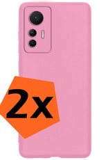 Nomfy Xiaomi 12 Lite Hoesje Siliconen Case Back Cover - Xiaomi 12 Lite Hoes Cover Silicone - Licht Roze - 2X