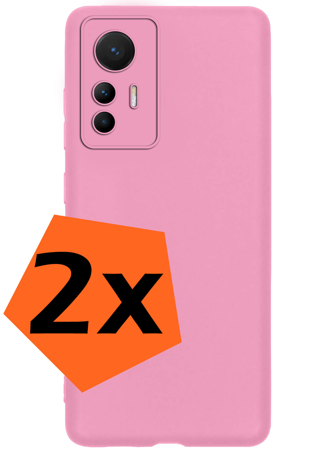 Nomfy Xiaomi 12 Lite Hoesje Siliconen Case Back Cover - Xiaomi 12 Lite Hoes Cover Silicone - Licht Roze - 2X