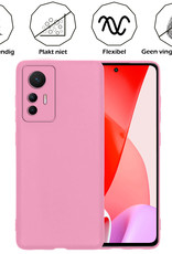 Nomfy Hoesje Geschikt voor Xiaomi 12 Lite Hoesje Siliconen Cover Case - Hoes Geschikt voor Xiaomi 12 Lite Hoes Back Case - 2-PACK - Lichtroze