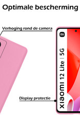 Nomfy Hoesje Geschikt voor Xiaomi 12 Lite Hoesje Siliconen Cover Case - Hoes Geschikt voor Xiaomi 12 Lite Hoes Back Case - 2-PACK - Lichtroze