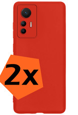 Nomfy Hoesje Geschikt voor Xiaomi 12 Lite Hoesje Siliconen Cover Case - Hoes Geschikt voor Xiaomi 12 Lite Hoes Back Case - 2-PACK - Rood