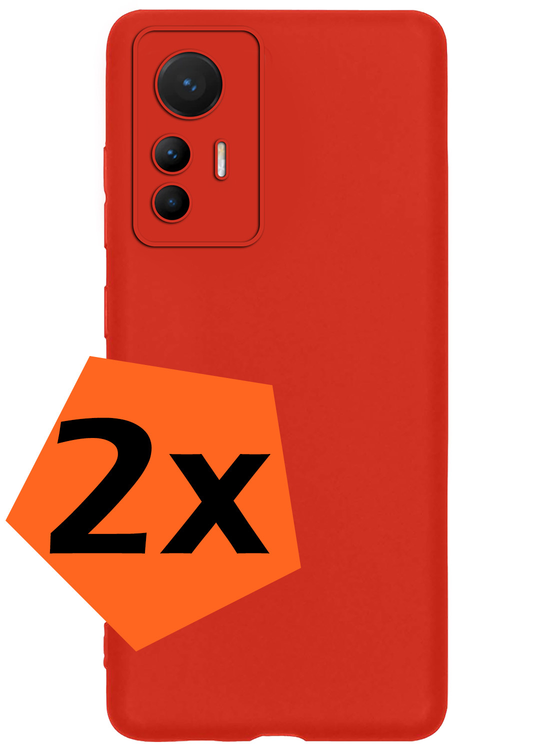 Nomfy Xiaomi 12 Lite Hoesje Siliconen Case Back Cover - Xiaomi 12 Lite Hoes Cover Silicone - Rood - 2X