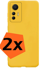 Nomfy Hoesje Geschikt voor Xiaomi 12 Lite Hoesje Siliconen Cover Case - Hoes Geschikt voor Xiaomi 12 Lite Hoes Back Case - 2-PACK - Geel