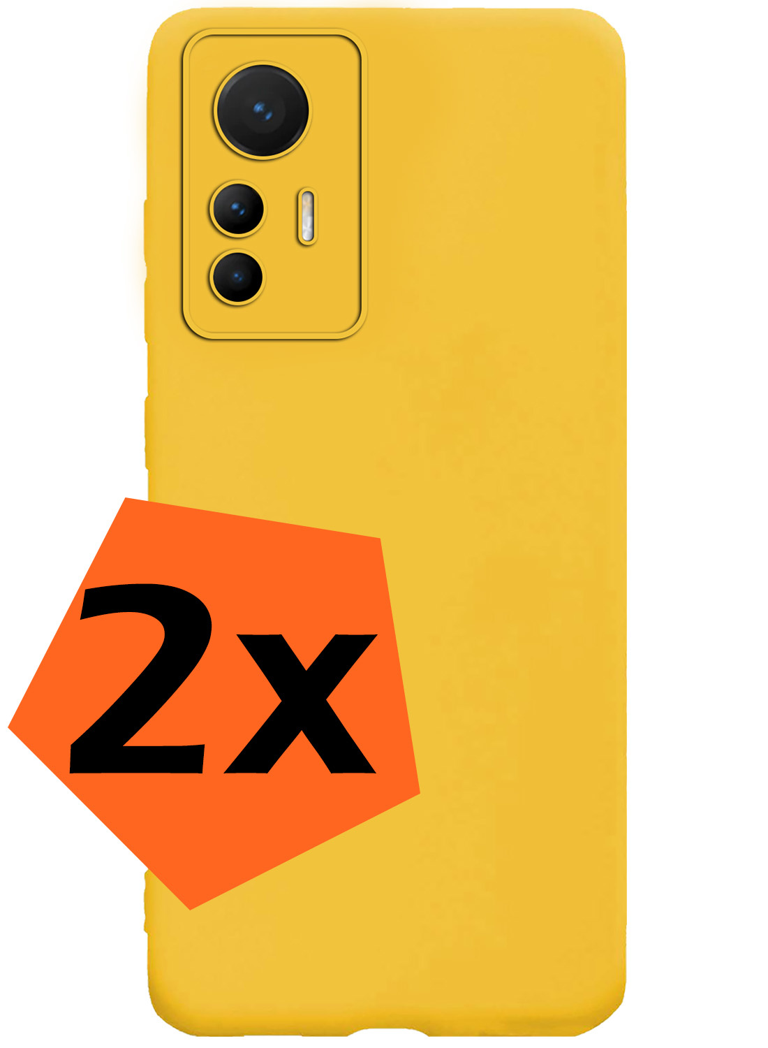 Nomfy Hoesje Geschikt voor Xiaomi 12 Lite Hoesje Siliconen Cover Case - Hoes Geschikt voor Xiaomi 12 Lite Hoes Back Case - 2-PACK - Geel