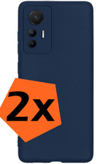 Nomfy Hoesje Geschikt voor Xiaomi 12 Lite Hoesje Siliconen Cover Case - Hoes Geschikt voor Xiaomi 12 Lite Hoes Back Case - 2-PACK - Donkerblauw
