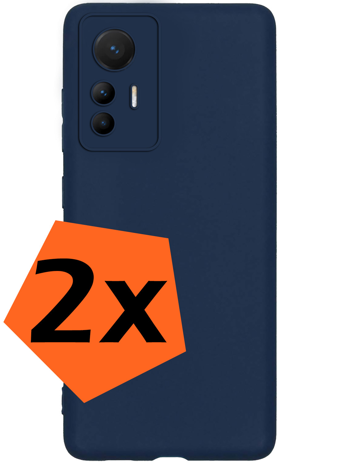 Nomfy Hoesje Geschikt voor Xiaomi 12 Lite Hoesje Siliconen Cover Case - Hoes Geschikt voor Xiaomi 12 Lite Hoes Back Case - 2-PACK - Donkerblauw